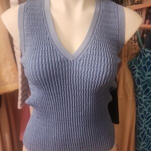 Veronica Beard Blue Sleeveless Top Sid Knit Tank Top